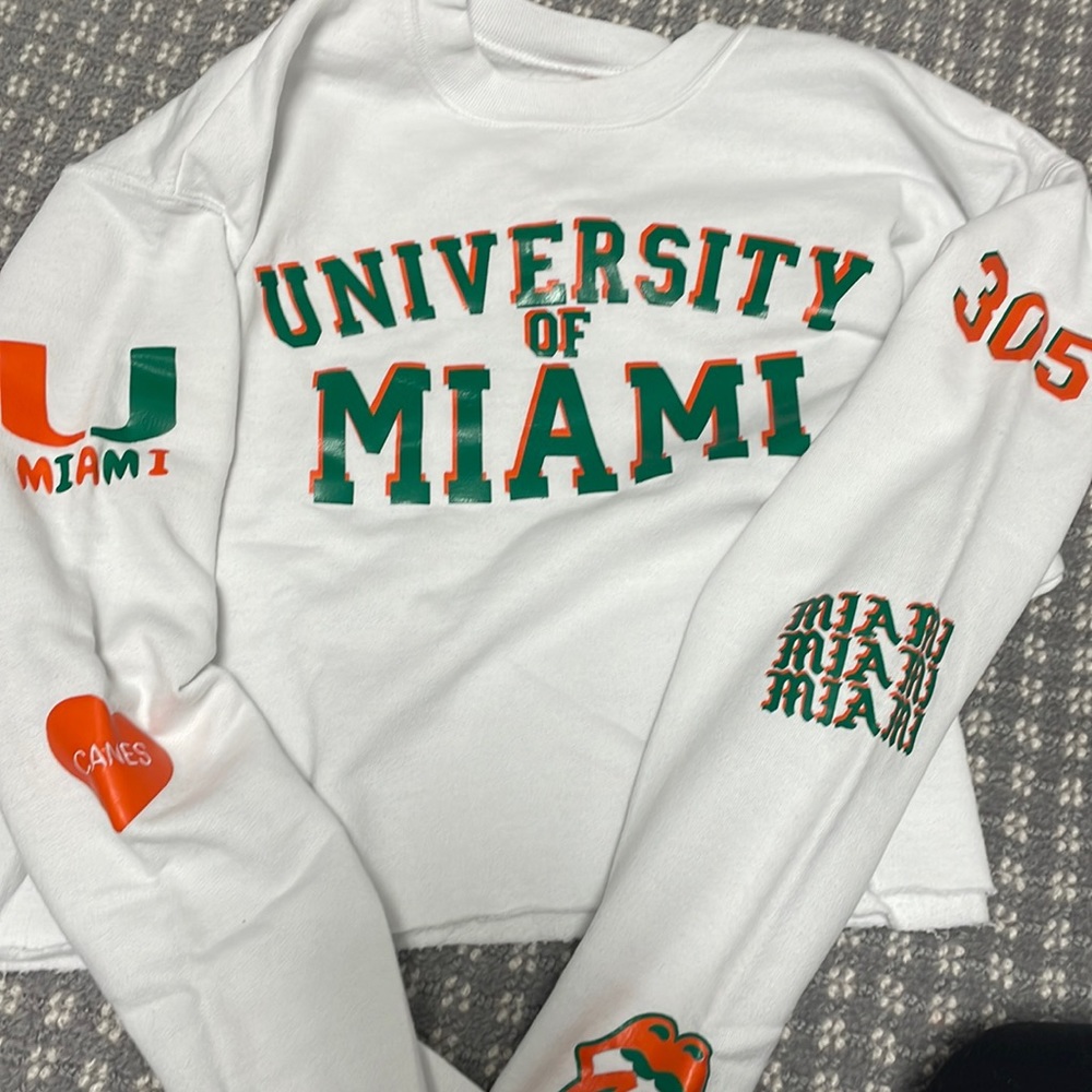 UMiami cropped patch crew neck sweatshirt